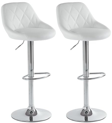 LEADZM Tabouret de Bar Lot de 2 en PU (Blanc)