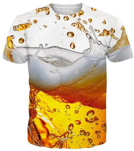 Loveternal Unisex T-shirt 3D-tryckt T-shirt herr roliga kortärmade skjortor S-3XL, 1-0 öl, XXL