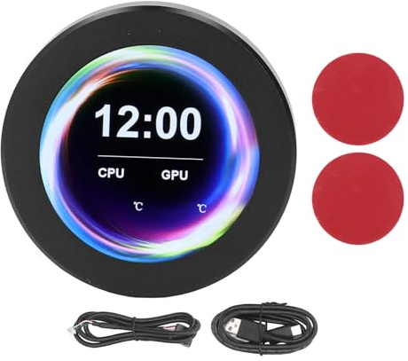 Pantalla de Visualización AIO, Pantalla LCD IPS Monitor de Temperatura Accesorios de Computadora Piezas de PC Kit de Actualización de Pantalla de Enfriador Líquido de CPU de 2,1