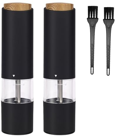 Set di macinapepe elettrico alimentato a batteria, macina sale e pepe con ruvidità regolabile, funzionamento con una sola mano