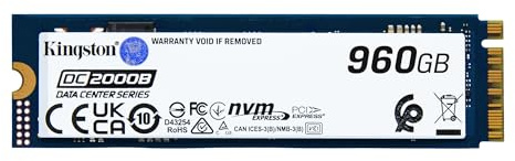 Kingston Data Center DC2000B PCIe 4.0 NVMe M.2 2280 960GB Enterprise SSD (Disipador térmico) - SEDC2000BM8/960G