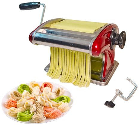 XINGYUEXUAN Máquina manual para hacer pasta, fideos, masa, acero inoxidable, con cortadores de 2 mm y 4 mm para hacer pasta casera