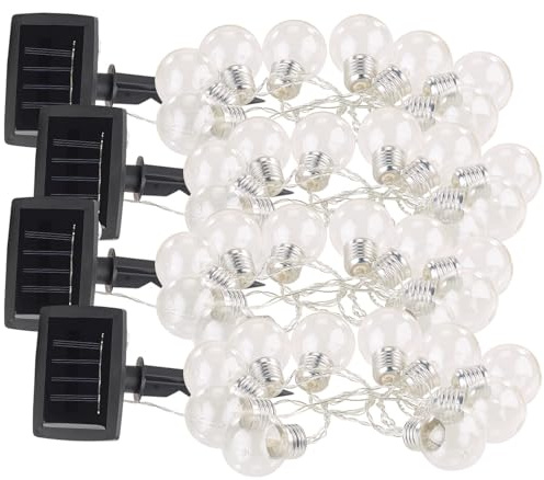 Lunartec Solar Party Lichterkette: 4er-Set Solar-LED-Lichterkette mit 10 LED Glühbirnen, 1,8 Meter, IP44 (Glühbirnenform, Glühbirne Retro)