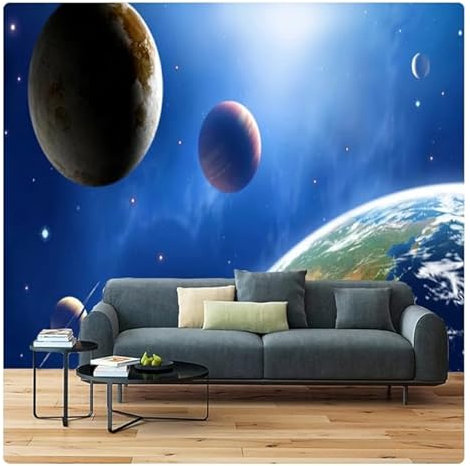vsdhlsidgl Tapete HD Weltraum Planet 3D Sternenhimmel Fresko Kinder Kinderzimmer Schlafzimmer Wohnzimmer Hintergrund Wandmalerei Wohnkultur * 300 cm x 210 cm (118,1 x 82,7 Zoll)