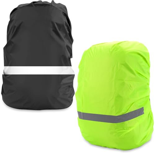 Kunoli Mochila de protección contra la lluvia, 2 unidades de mochila reflectante para la lluvia, mochila escolar, funda impermeable para camping, senderismo, protección contra la lluvia para mochila