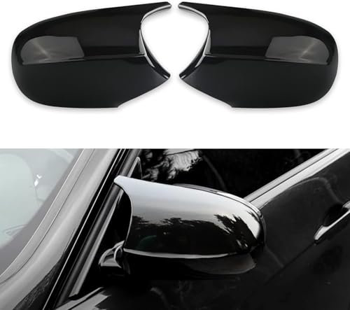 2PCS Cache rétroviseur latéral,Capuchon de Miroir de Boîtier Compatible for BMW E81 E82 E87 E88 E90 E91 E92 E93 LCI,Voiture Rétroviseur Capuchon De Remplacement Couverture Gauche+Droite(Brillant Noir)