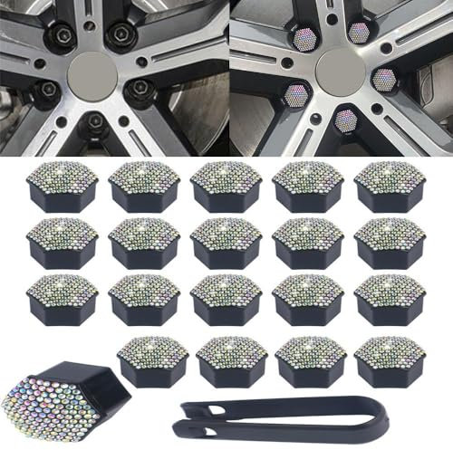 20 Stück Radmutternkappen Radschrauben Radmuttern für Mercedes ML W164 2005-2011 Radschraubenkappen Rad Mutter Cap mit Entfernung Werkzeug,17mm-E