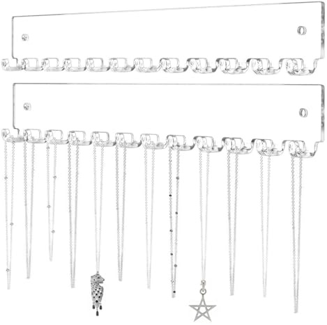 Organizador de collares de pared, ganchos para colgar collares | 2X Colgador de Collar Acrílico de 12 Ganchos para Pared - Ganchos de exhibición para organizador de joyas, estante transparente de fáci