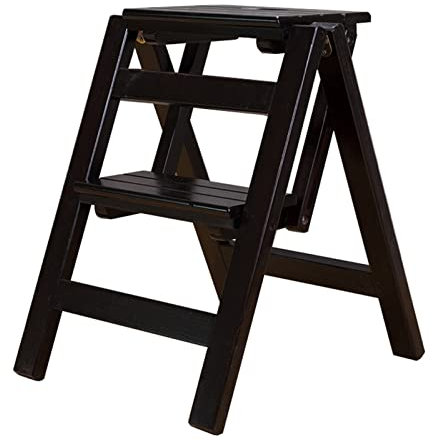 Sgabello pieghevole in legno a 2 gradini per casa, ufficio, magazzino, sedia a scaletta portatile con piattaforma mobile per libreria