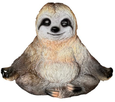 Online Fuchs Dekofigur lustiges Yoga Faultier in Meditation - Gartenfiguren für innen und außen geeignet - 21 cm groß - Outdoor