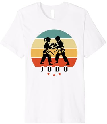 JUDO child retro sunset design boy and girl doing judo Premium T-Shirt