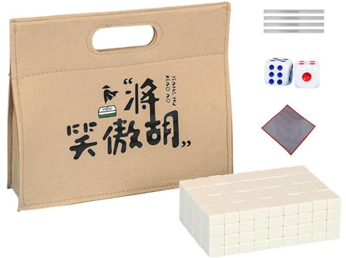 Travel Mahjong Set - Mahjong set, Mahjong spel Mahjong liten familj Mahjong set, bordsduk | Mahjong brädspel 2,4 x 1,7 cm, familj Mahjong Set inklusive bärväska, tärningar,