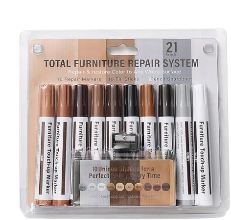 10 Farben Möbelreparaturset, Holzmarker Wachsstifte Holzmöbel Reparaturset Für Flecken, Kratzer, Holzböden, Tische, Schreibtische, Schreiner, Bettpfosten, Ausbesserungen Und Abdeckungen