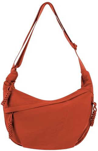 Ausing Bolso de Media Luna Bolso de Mano para Mujer Bolso de Lona para Mujer Multifuncional Naranja