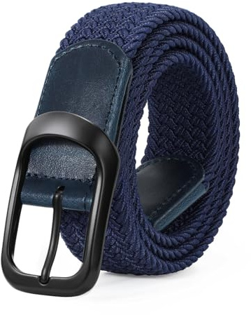 JasGood elastiskt bälte för män, unisex tygbälte flätat stretchbälte stretchigt bälte flätat bälte utan hål 3,3 cm bredd för avslappnade byxor, L:120cm (Taillengröße 99cm-108cm)