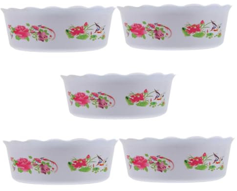 Sosoport 5pezzi Ciotola Rotonda Per Piante Idroponiche Fioriera Bassa Per Ninfee e Di Contenitore Per Piante Da Design Chic Stampe Artistiche Materiale Resistente Per Termine