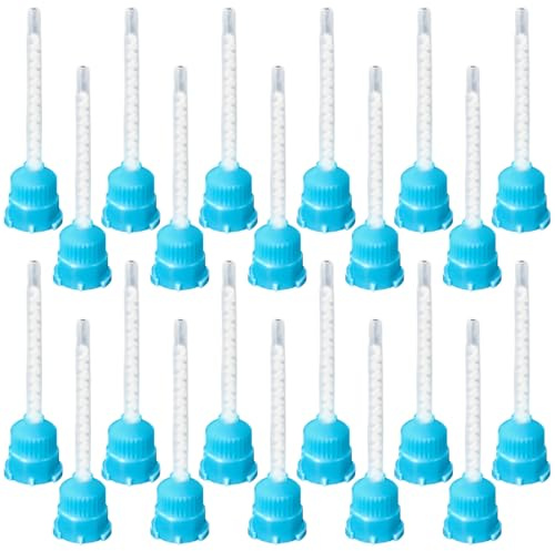 Qaestuan Pack of 20 static mixer nozzles, AB plastic adhesive mixing tube, green plastic adhesive mixing tube, 1:1 mixer nozzles, epoxy mixing nozzle, for plastic adhesive, two-component adhesive, 2K