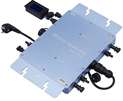 Wechselrichter Balkonkraftwerk 1200W Micro Wechselrichter IP65 Wasserdichter PV Wechselrichter Solar Grid Tie Inverter, Wechselrichter Solar für PV Modul (Blau)