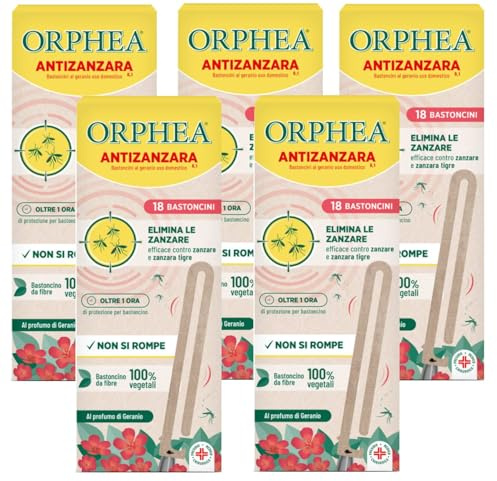 Orphea Bastoncini Antizanzara al Geranio – 18 Pezzi con Fibre Vegetali, Profumo Geranio, Repellente Zanzare per Ambienti Interni ed Esterni (5)