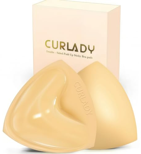CURLADY Sticky on Bra Inserts, Double Sided Sticky Bra Push up, Strapless Bra Lift Self Adhesive Bra Pads for Backless Strapless Clothing, Wedding, Bikini and Daily Wear,Chicken Fillet Bra Inserts