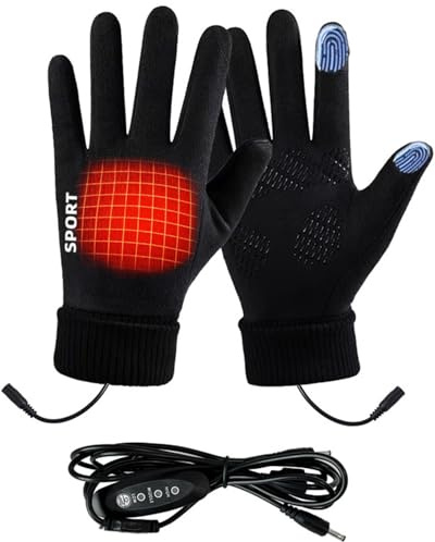 DoeVelisyn Beheizte Thermo Handschuhe Winter 2025 New, 3 Heizstufen USB Beheizte Fahrradhandschuhe Winter mit Touchfunktion für Damen und Herren, Ideal Für Wandern, Camping,BüRo Und AußEnbereich