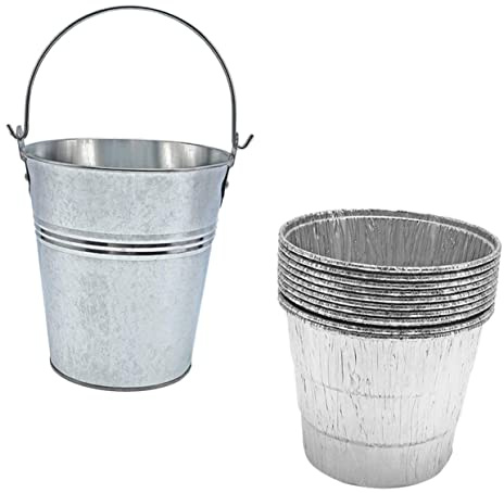 TOYANDONA 10 Piezas Cubo de Grasa para Barbacoa Exterior con Revestimiento de Resistente para Recogida de Aceite y Grasa Incluye Cubo y Forros para Parrillas al Aire