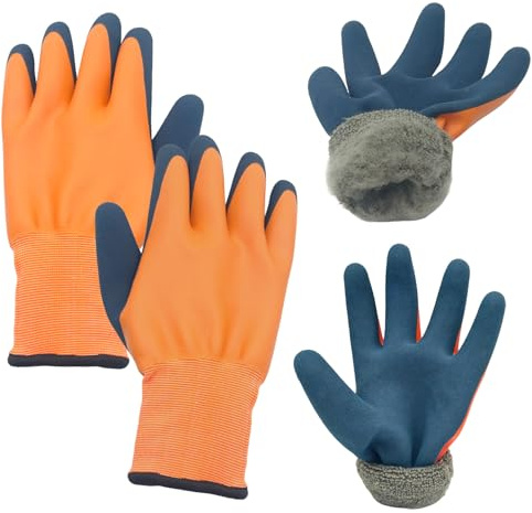 FOSDICK Arbeitshandschuhe Winter, Wasserdichte Arbeitshandschuhe, Warme Arbeitshandschuhes, Gefüttert Kältebeständig, Hervorragende Griffigkeit, für Winter Arbeit Garten Kühlhaus Lager Bau, L