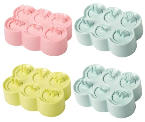 SHINEOFI 4 ensembles Moule Glace Maison Silicone Réutilisable Moules DIY pour Crème Glacée été Facile à Démouler et Adapté à Eau Lait et Fruits