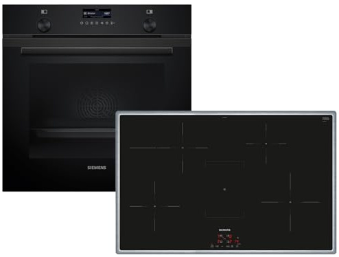 Siemens Set PQ524IA3BZ Pyrolyse-Backofen Deep Black Inox HB279GBB3 + Induktionskochfeld autark EH845BFB5E