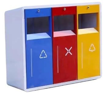 RYUQW3RE Cubo de basura para exterior con tapa Tres contenedores clasificados for exteriores, contenedor metálico for residuos en zona comercial escénica