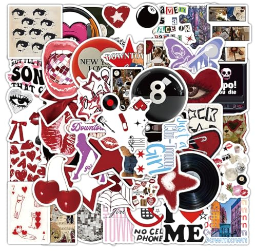 Aesthetic Downtown Girls Stickers Pack, 50Pcs, Y2K Style | Waterproof Vinyl Decals for Water Bottle, Laptop, Skateboard, Teens and Adults