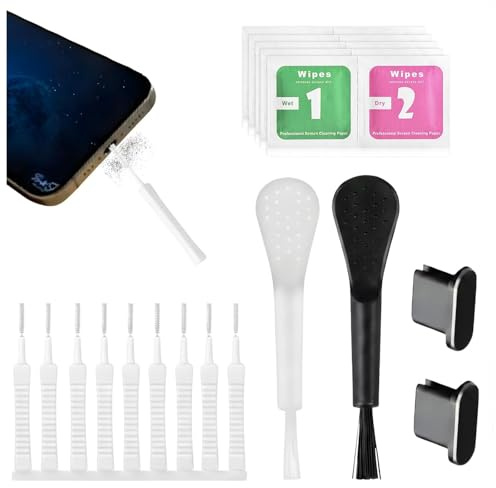 Nymora Kit de Limpieza USB-C de 19 Piezas, Limpiador de Puerto de Carga, Kit de Limpieza de Teléfono con Limpiador de Cepillos, Limpiador de Teclado, Kit de Limpieza para iPhone y Electrónicos