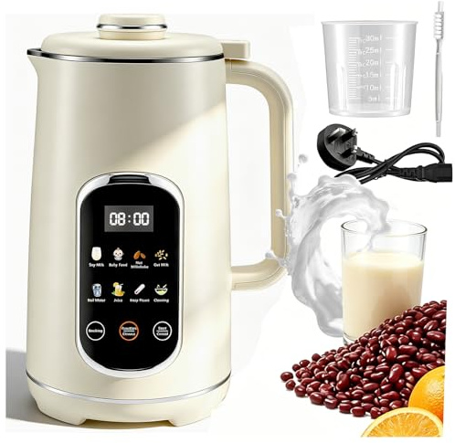 8 in 1 Nut Milk Maker, 1200ML Soy Milk Maker with 18h Timer/PreSet/AutoClean/KeepWarm/Boil Wate, Automatic Plant Basaced Milk Maker for Almond Milk, nut milk, Oat Cashew Milk, Soups, Juice