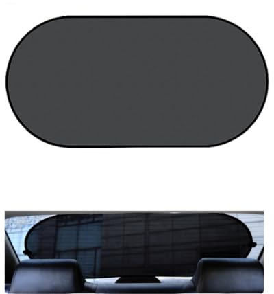 RAMGLYO Pare Soleil Voiture Arrière 100x50cm, Cache Vitre Voiture Opaque Noir, 4 Ventouses Sans Résidu, Bloque UV & Chaleur, Installation Express, Pliable pour Rangement Facile