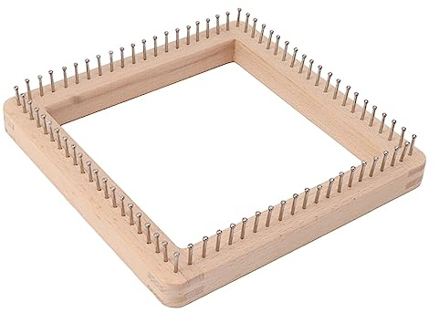 Alomejor Mini Fyrkantig Stickbräda med Krokar för Vävmattor, Filtar och Strumpor, Massivt trä, Perfekt för Gör-det-själv-projekt (Stor)