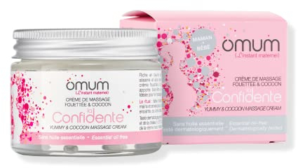 OMUM - La Confidente - Crème de massage femme enceinte & bébé - Texture ultra-riche chantilly, odeur délicate de vanille - Idéal massage du ventre - Compatible grossesse & allaitement - Vegan - 50 ml