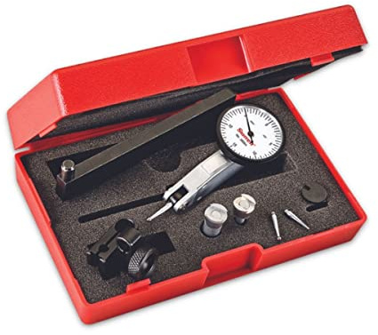 Starrett Dial Test Indicator with Dovetail Mount, Accessories and Case - 1-1/4 White Dial Face, .030 Range, 0-15-0 Dial Reading, .0001 Graduation - 3809AC