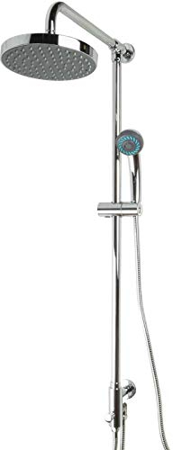PaulGurkes Regendusche Aufputz Set Brausegarnitur Duschsystem Nachrüsten Kopfbrause Aufputzmontage OHNE Armatur rund Komfortdusche Duschstange mit Kopfbrause und Handbrause Duschsystem mit Regendusche