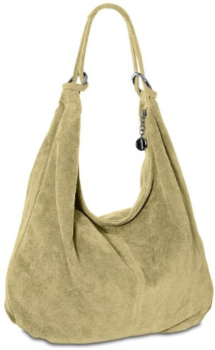 Caspar Große Damen Vintage Veloursleder Tasche Samtweiche Schultertasche aus Leder - CLASSIC LINE - Modell No.617 - Made in Italy