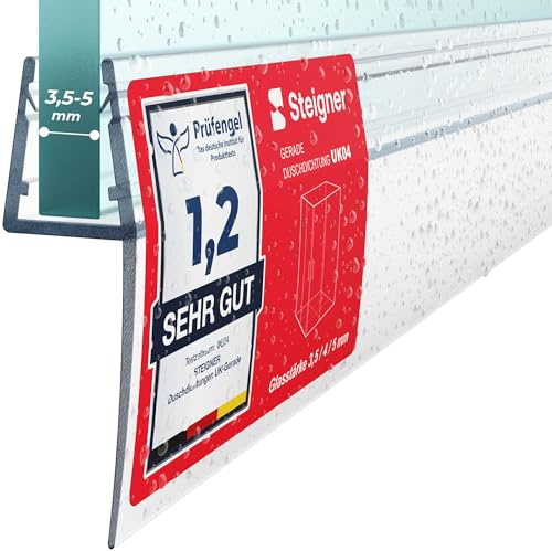 STEIGNER Duschtätnings list, 160cm, 3,5/4/ 5 mm tjockt glas, rak PVC-tätning, UK04