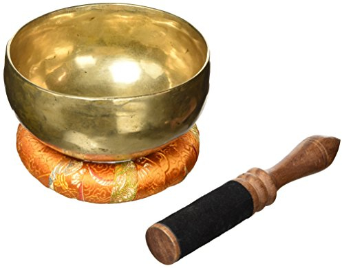 Klangschalen-Set mit Gravur Blume des Lebens Größe L: Traditionelle Klangschale mit Gravur Blume des Lebens (Blume des Lebens Set in Box)