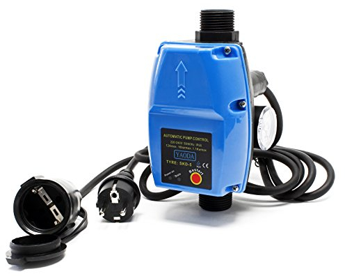 Wiltec Druckschalter mit Kabel SKD-5 230V bis 10 bar, Druckwächter mit Trockenlaufschutz für Hauswasserwerke und Pumpen, zuverlässige Pumpensteuerung