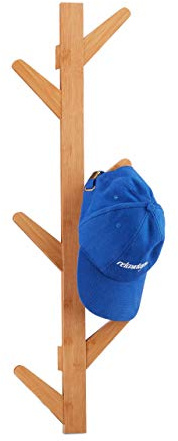 Relaxdays Wandgarderobe aus Bambus, 6 Haken, Garderobe, natur | Kleiderhaken für Bad und Flur, HxBxT: 78 x 22 x 7 cm