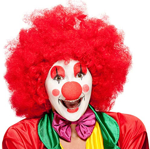 Rote XXL Afro Clown Perücke für Herren & Damen geeignet als Ergänzung für das Clowns Kostüm