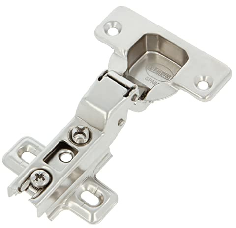 Amig - Pack de 2 Bisagras de Cazoleta - Acodada - Montaje de Puertas de Muebles y Armarios de Cocina - Ø35 mm - Acero Niquelado - Apertura 110° - Plateado