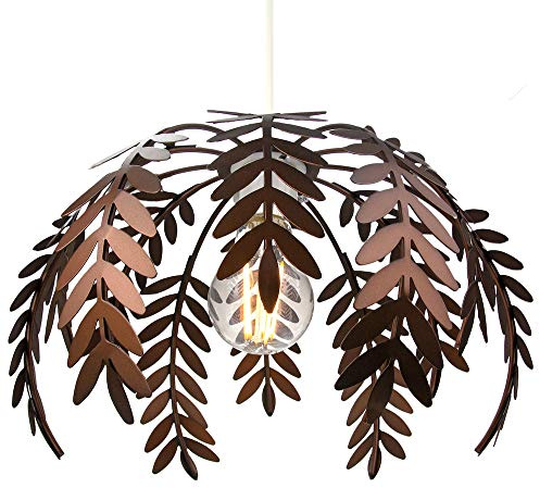 Traditional Fern Leaf Designed Easy Fit Ceiling Pendant Light Shade in Stylish Bronze Finish | 28cm Diameter | 60w Maximum by Happy Homewares