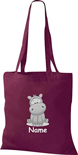 Shirtinstyle Stoffbeutel Tasche, Tiermotiv Nilpferd mit Wunschnamen, Natur Zoo Tiere Animal, Geschenk, Baumwolltasche, Logo, Spruch, Verwandschaft, Motiv, Farbe Royal