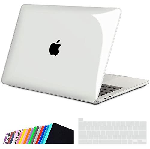 iNeseon Hülle Kompatibel mit 2016-2022 MacBook Pro 13 Zoll Modell A2338(M1 M2) A2289 A2251 A2159 A1706 A1989, Plastik Case Schutzhülle und EU Tastaturschutz für MacBook Pro 13,3, Kristallklar