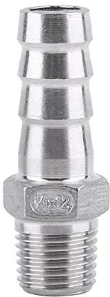 Raccords cannelés de tuyau en acier inoxydable connecteur de tuyau cannelé adaptateur d'extrémité filetée mâle raccord de tuyau d'air raccord de queue de cannel ...(1/4x12mm)