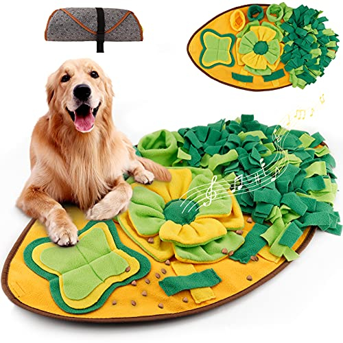 Amzeeniu Schnüffelteppich Katze Pet Snuffle Mat Schnüffelmatte Riechen Trainieren Schnüffeldecke Suchteppich Leaf Shape Hund Puzzle Matten Interaktives Hundespielzeug Intelligenz Trainingsmatte